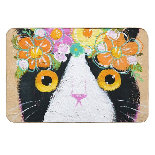 Kitty's Flower Crown  Easy Maintenance Bath Mat