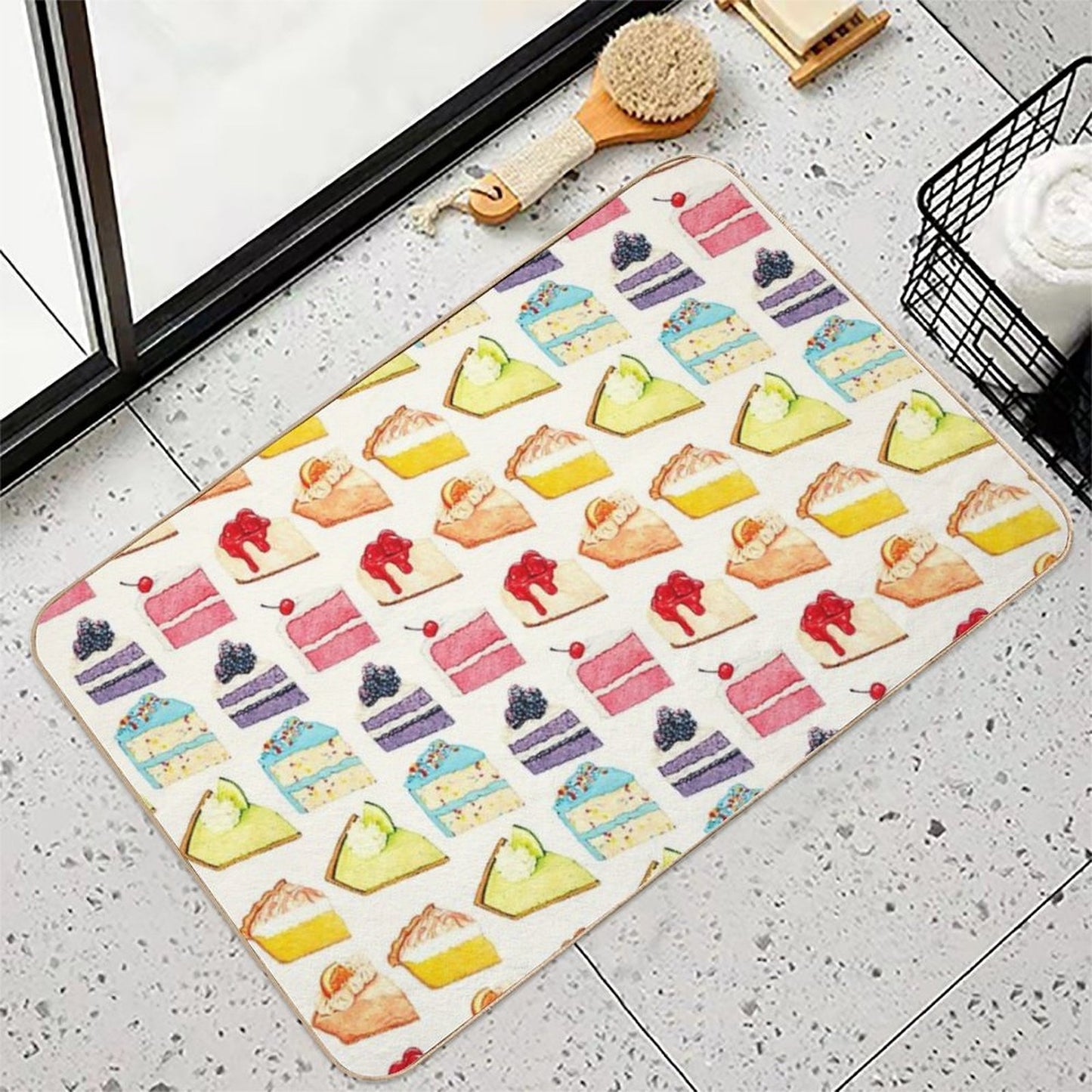 Rainbow Cakes & Pies Pattern  Stain-Proof Bath Mat