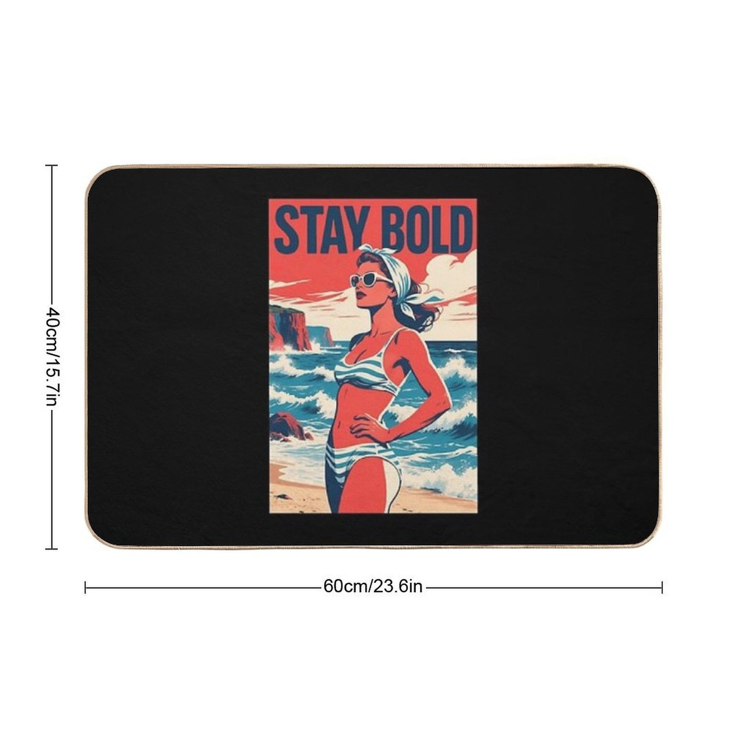 Stay Bold – Retro Beach Woman Hope Propaganda  Pet-Safe Bath Mat