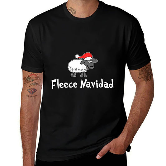 Fleece Navidad Cartoon Sheep Christmas Pun Funny  High-quality Stitching T-Shirt