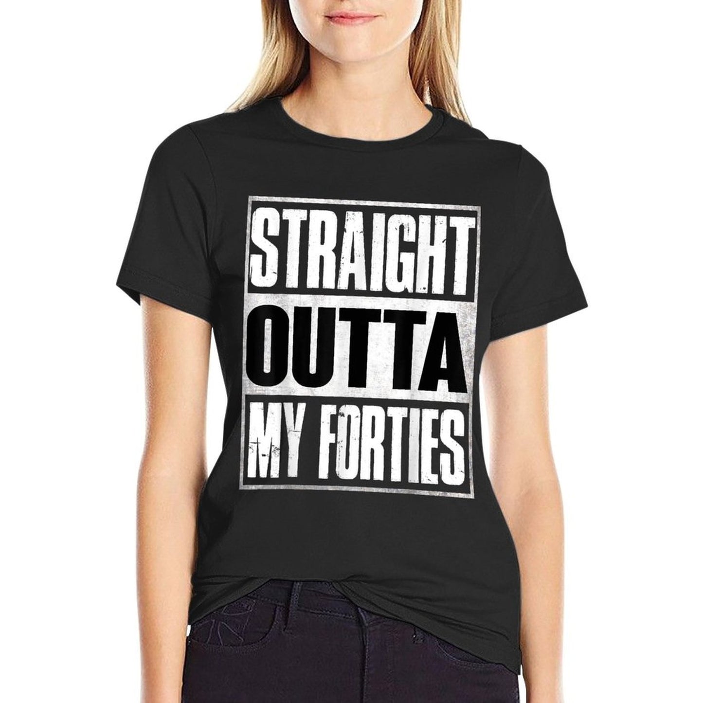Straight Outta My Forties Funny 50th Birthday Gifts  Heathered Texture T-Shirt