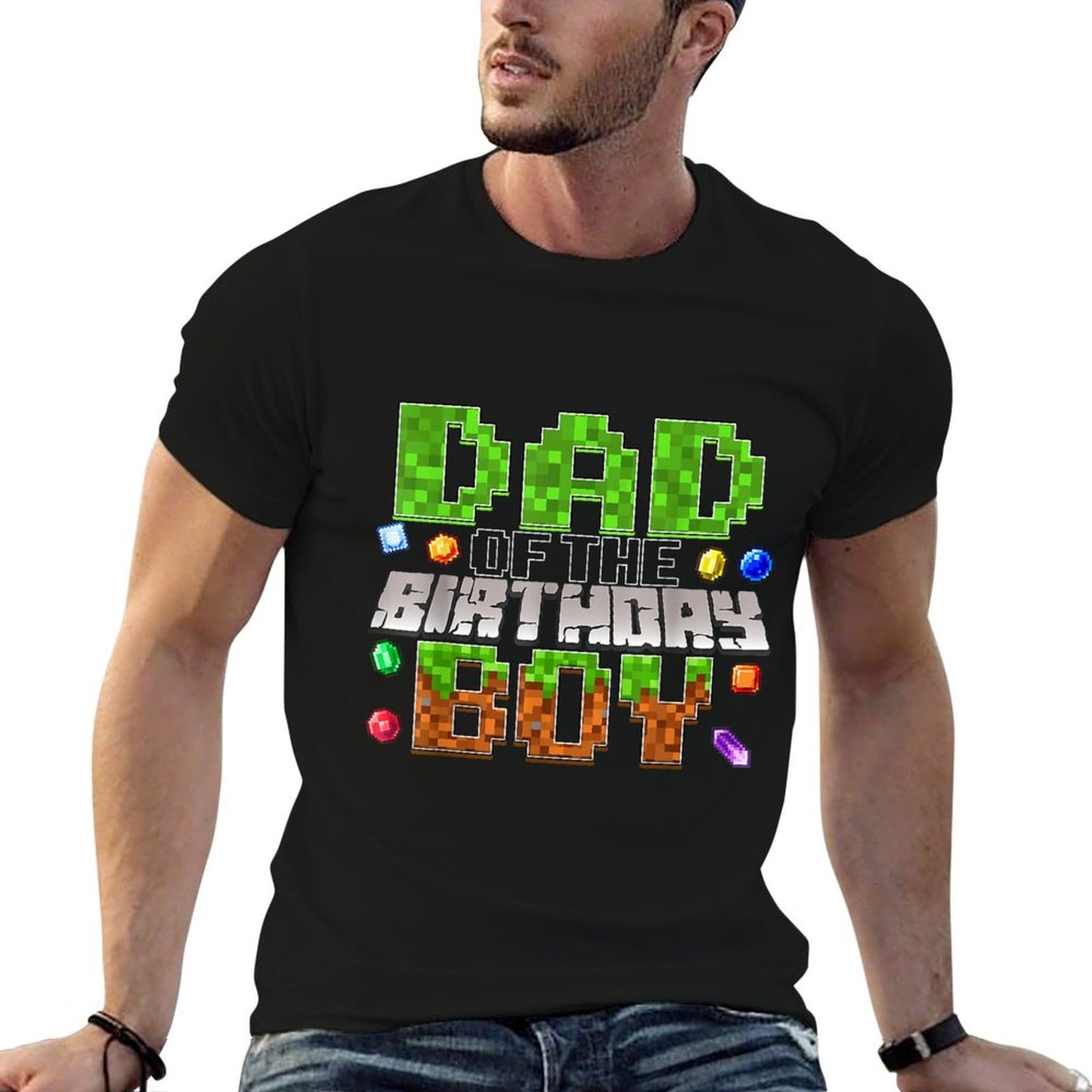 Dad Of The Birthday Boy Game Pixel Number Birthday Party  Relaxed-fit T-Shirt
