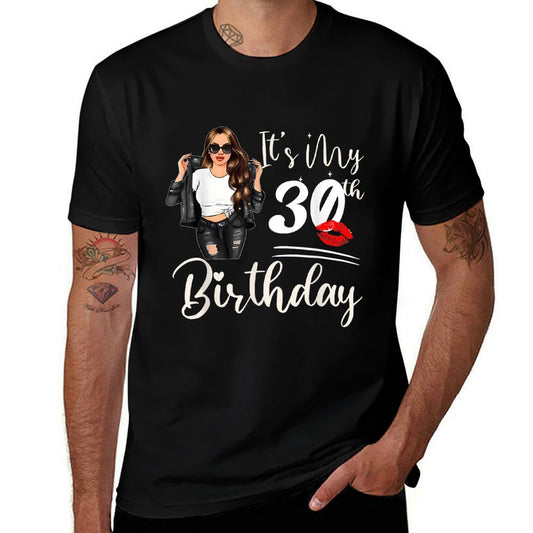 30 Years Old Black Melanin Women Girl It's My 30th Birthday  Polyester Blend T-Shirt
