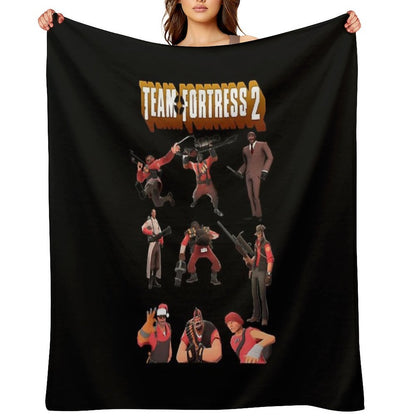 Team Fortress 2 - All Characters  Classes With Tf2 Logo Sustainable Throw Blanket