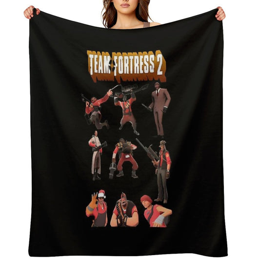 Team Fortress 2 - All Characters  Classes With Tf2 Logo Sustainable Throw Blanket