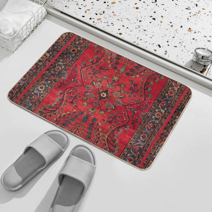 Red Persian Carpet - Persian Vintage Antique Carpet Nature Fine Art  Easy Maintenance Bath Mat