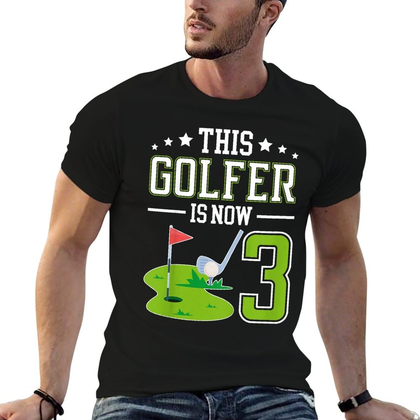 Kids 3rd Birthday Party Golf Boy Three Year Old Golf Player  Breathable T-Shirt