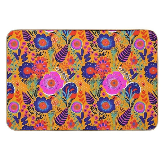 Botanically Bold - 70's Retro  Easy To Clean Bath Mat
