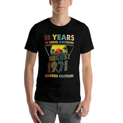 August 1971 Vintage Retro 50 Years 50th Birthday Gift  Stretchy T-Shirt