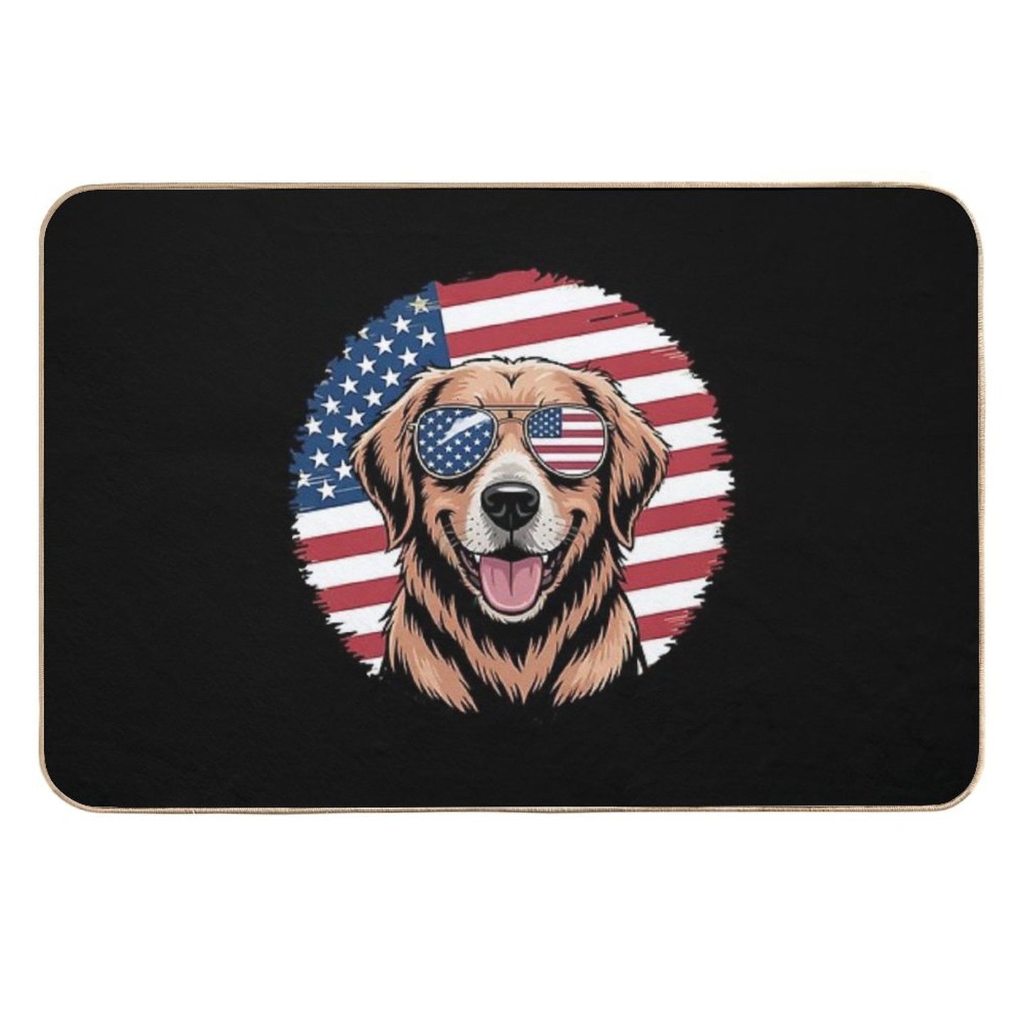 American Flag Golden Retriever USA Retro 4th Of July  Pet-Safe Bath Mat