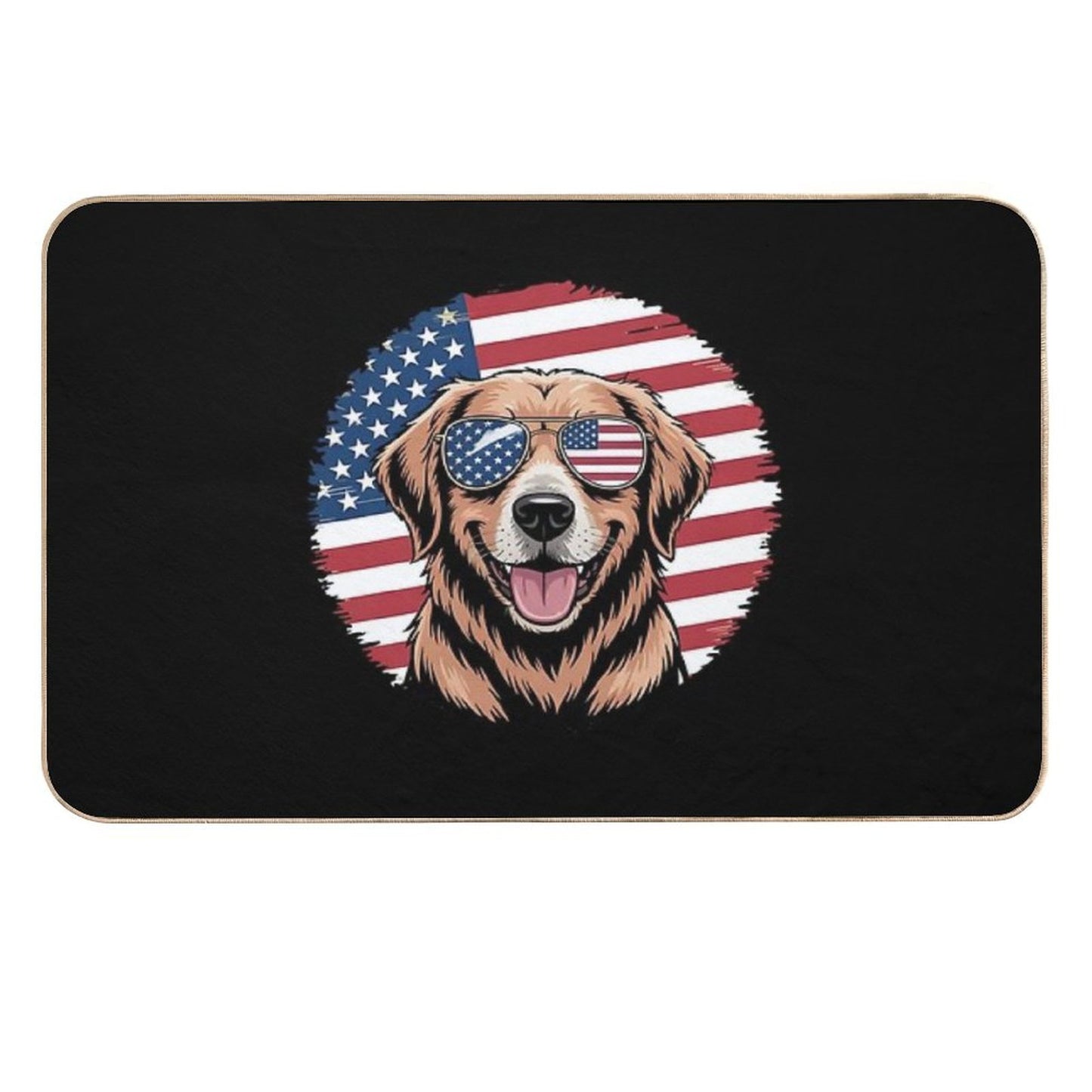 American Flag Golden Retriever USA Retro 4th Of July  Pet-Safe Bath Mat