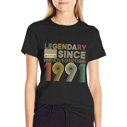 Womens Legendary Since Tape Bday November 1991 30Th Birthday  Versatile T-Shirt