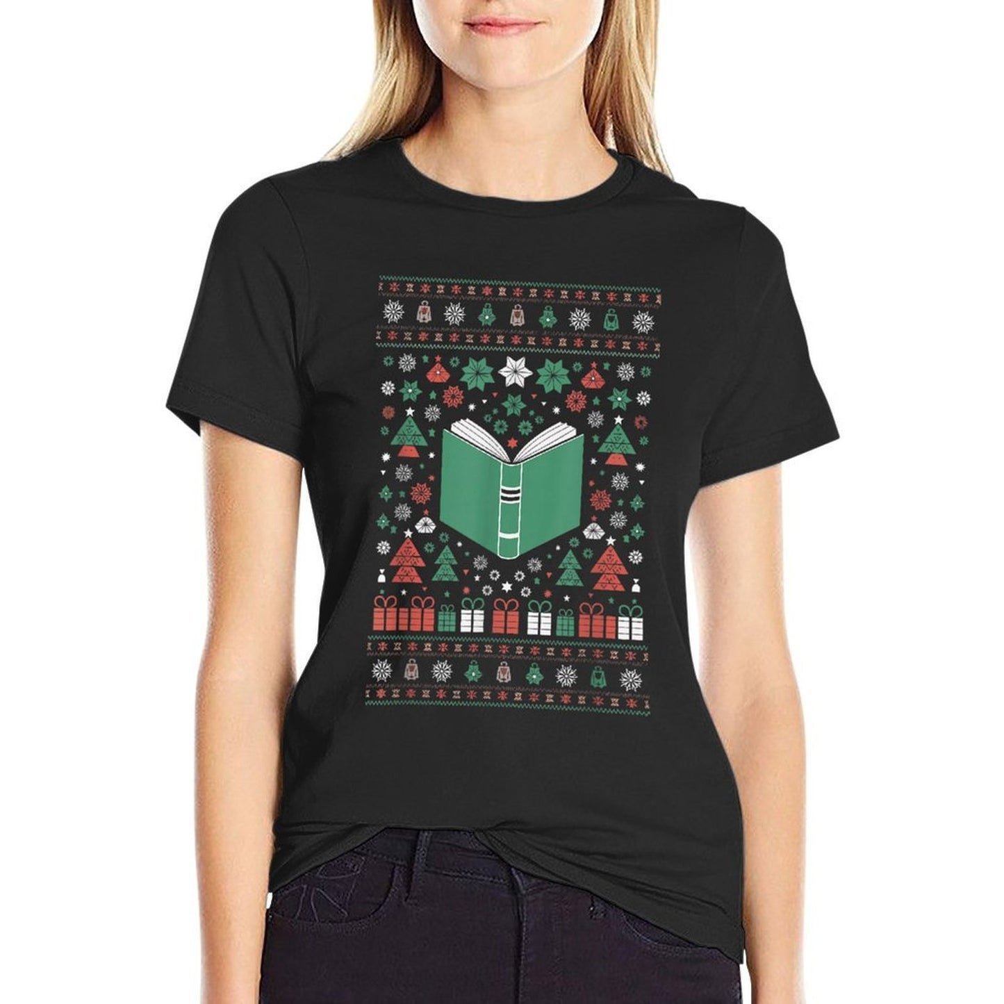 Book Reading Ugly Christmas  Lightweight T-Shirt