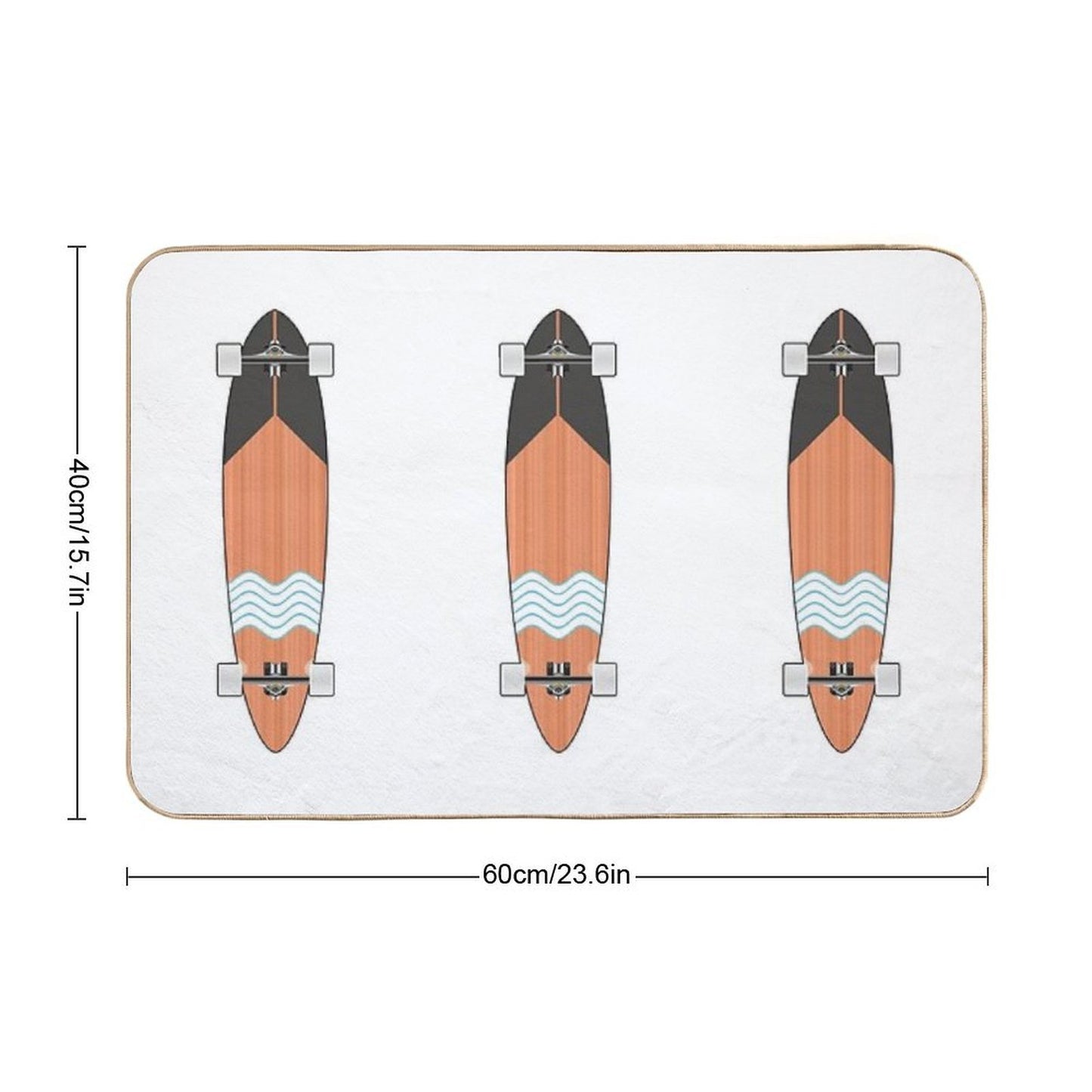 Longboard Minimal Skateboard  Long-Lasting Bath Mat