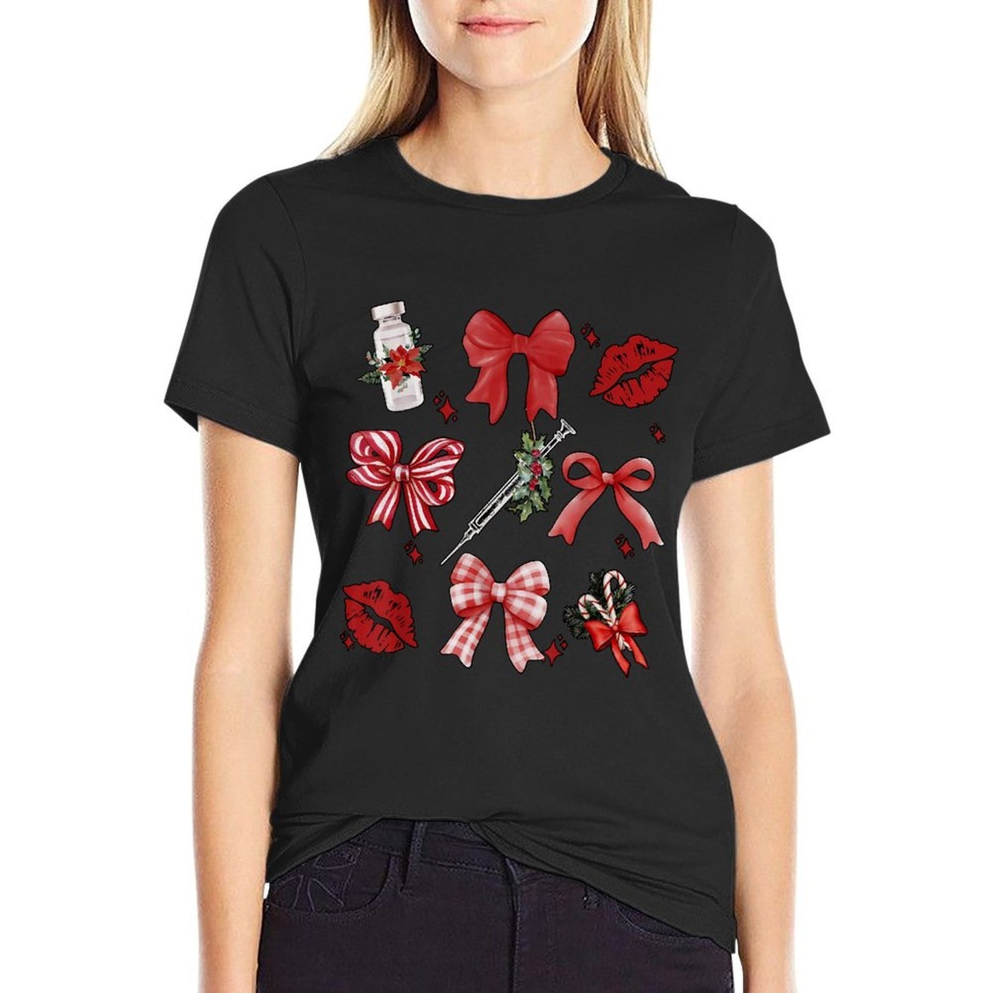 Christmas Aesthetic Nurse Injector Coquette Bow Botox Dealer  Breathable T-Shirt