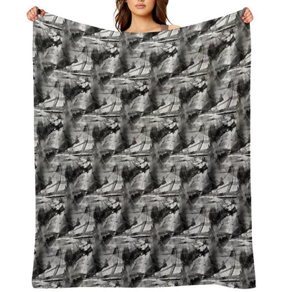 Grunge Monochromatic Grayscale Pattern Sustainable Throw Blanket