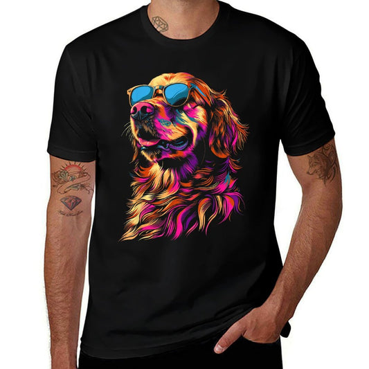 Golden Retriever Sunglasses Funny Dog Mom Dad Men Women Kids  Summer-ready Fabric T-Shirt