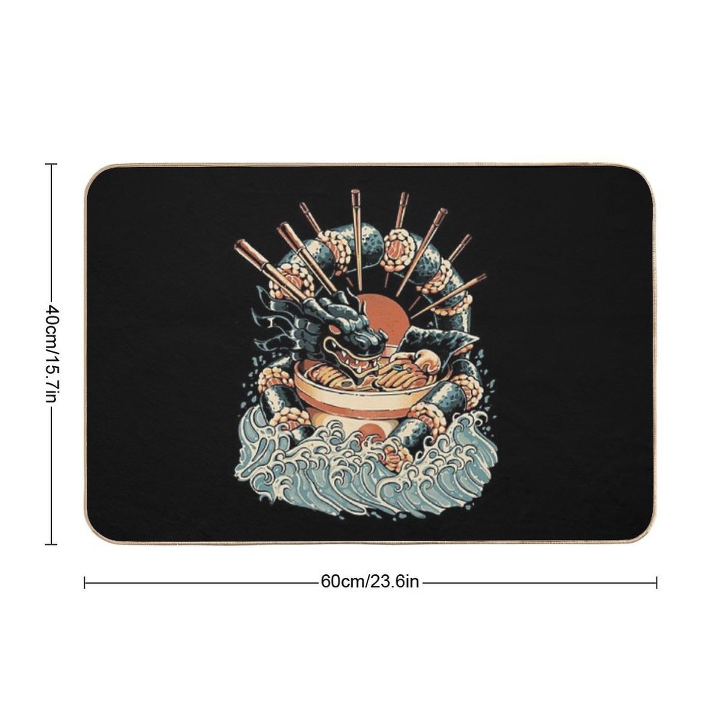 Dragon Sushi Ramen - Black Version  Easy To Clean Bath Mat