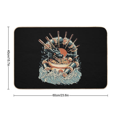 Dragon Sushi Ramen - Black Version  Easy To Clean Bath Mat