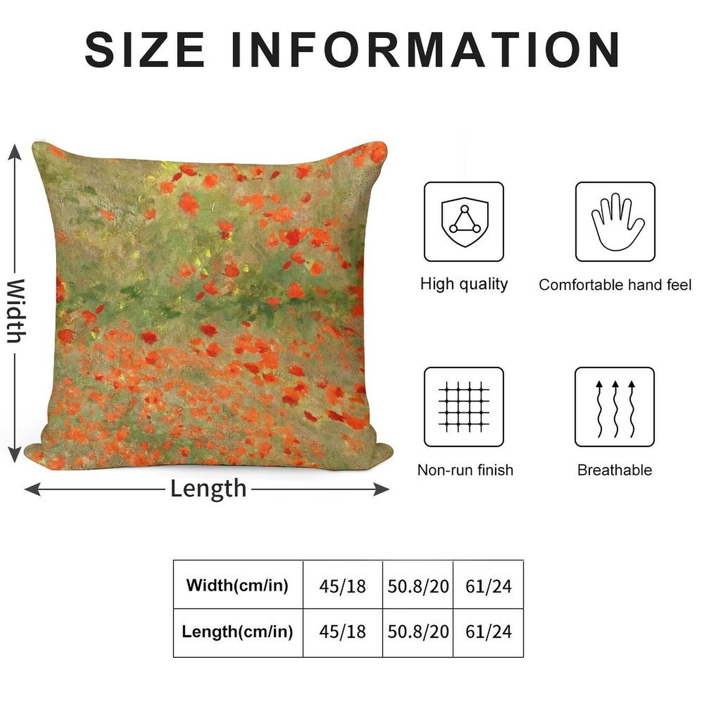 Monet Poppy Field Poppies Only Version Soft Anti-Pilling Throw Pillow