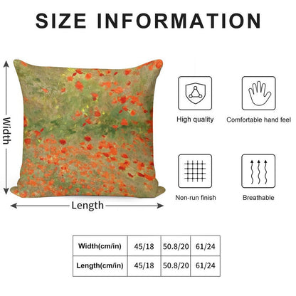 Monet Poppy Field Poppies Only Version Soft Anti-Pilling Throw Pillow