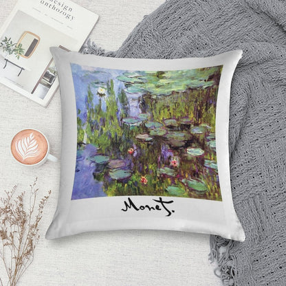 Monet - Waterlilies (Nympheas) Soft Reinforced Edging Throw Pillow