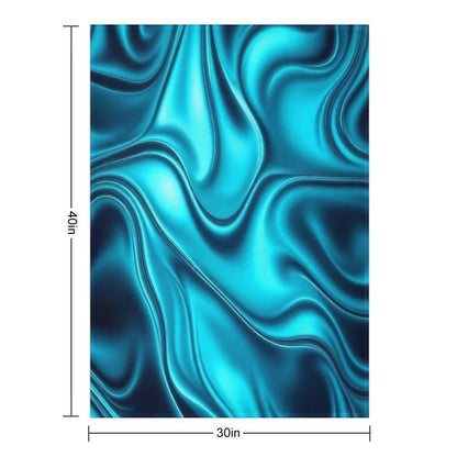 Nautical Ocean Waves Turquoise Navy Blue Marble Swirl Anti-pilling Throw Blanket