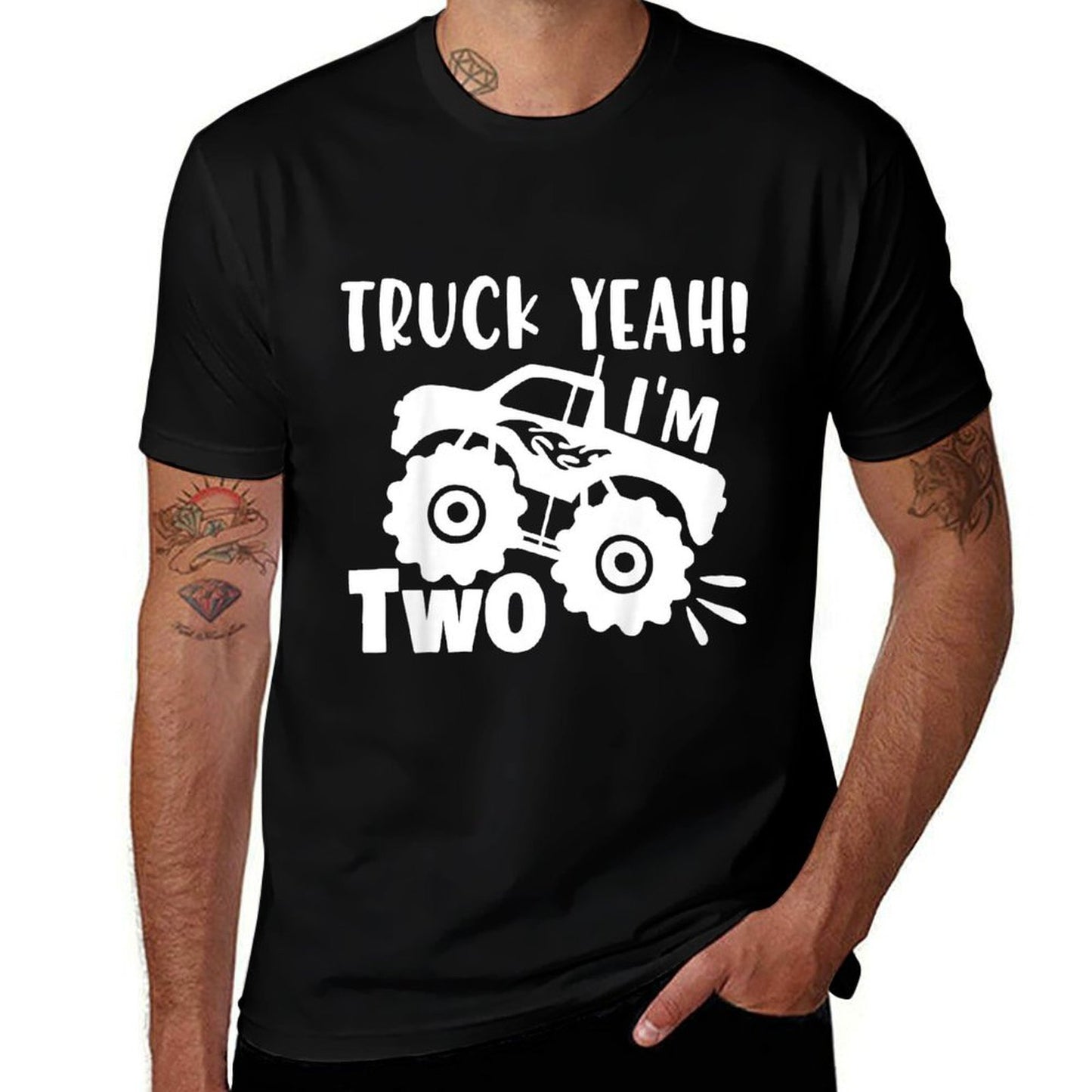 Kids 2nd Birthday Truck Yeah I'm Two, Funny Joke, Family  Soft T-Shirt