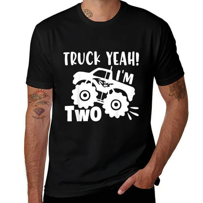 Kids 2nd Birthday Truck Yeah I'm Two, Funny Joke, Family  Soft T-Shirt
