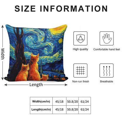 Cat Van Gogh Soft Anti-Pilling Throw Pillow