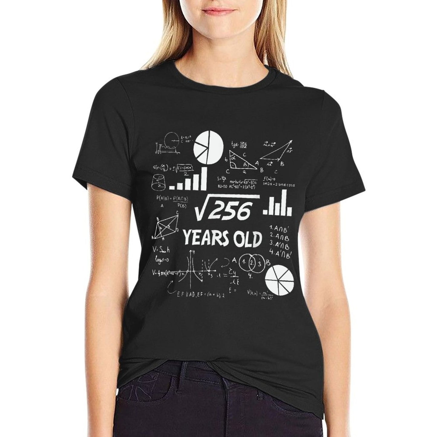 16th Birthday Square Root of 256 Math 16 Years Old Birthday  Rolled Sleeves T-Shirt