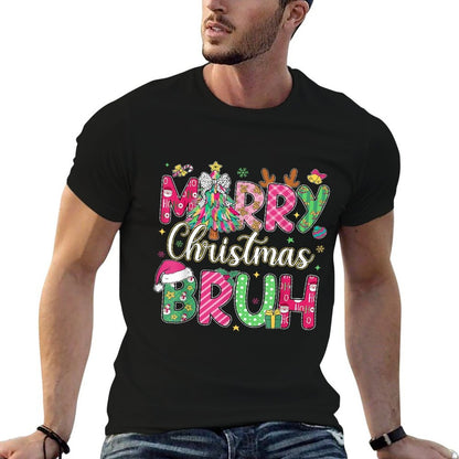 Bruh Christmas Kids Xmas Menn Boys Funny Christmas  Polyester Blend T-Shirt