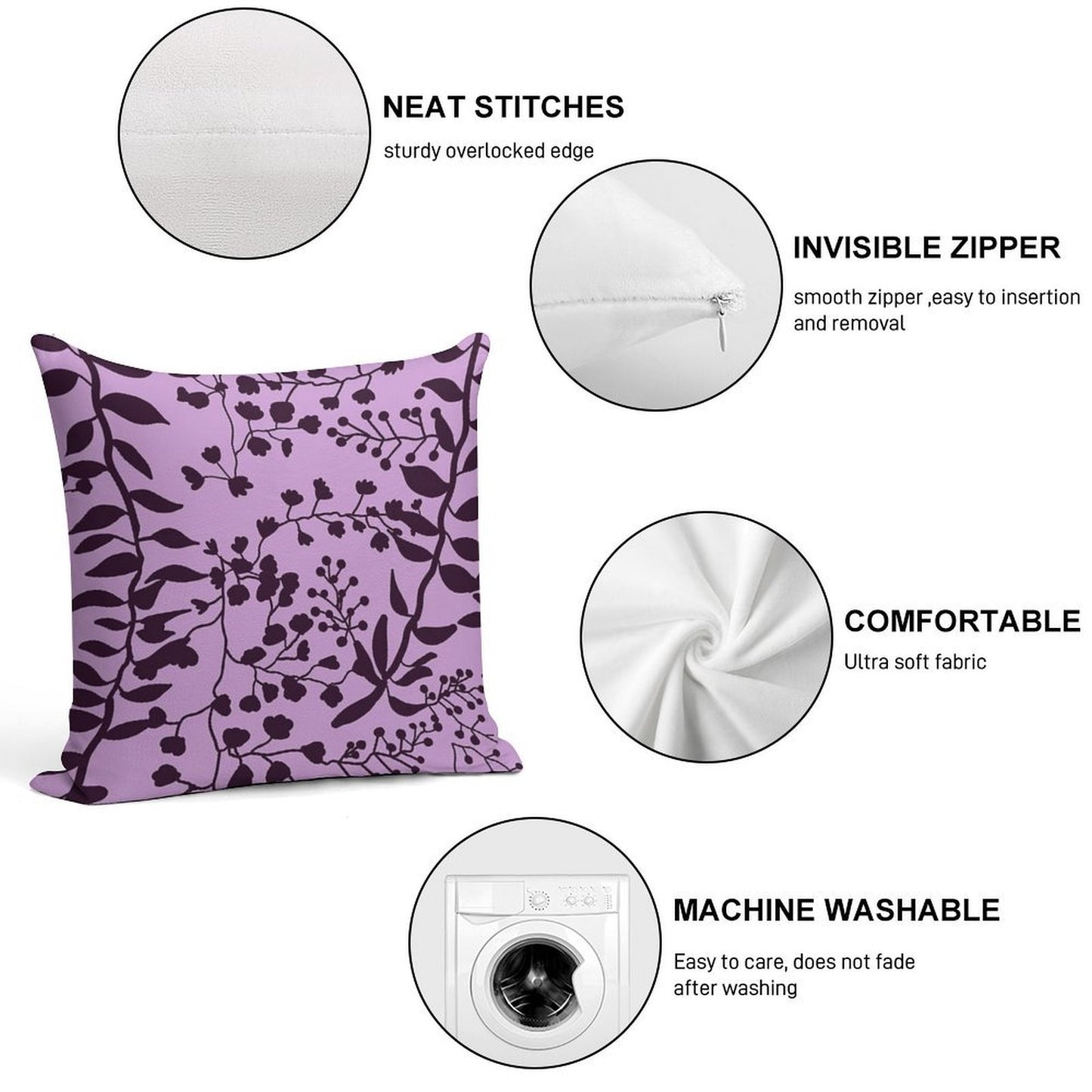 Bella Swan Lavender Freesia Soft Hidden Zipper Throw Pillow