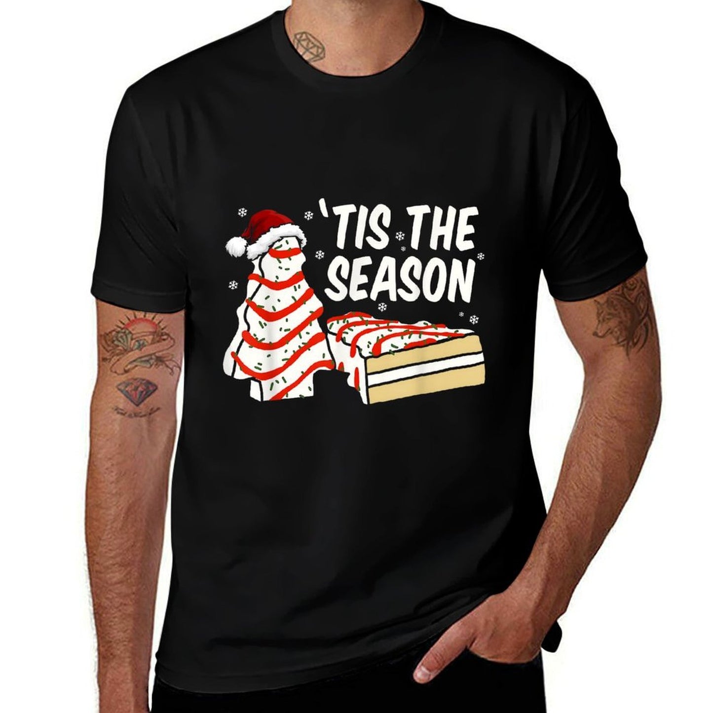Funny Tis The Season Design Christmas Tree Cakes Debbie  High-quality Stitching T-Shirt