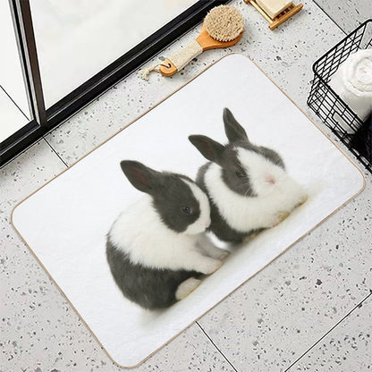 Baby Blue Dutch Rabbits  Fade-Resistant Bath Mat