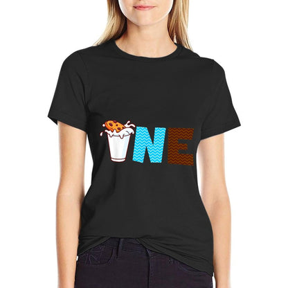 Milk And Cookies Theme 1st First Birthday Party One Year Old  Relaxed-fit T-Shirt