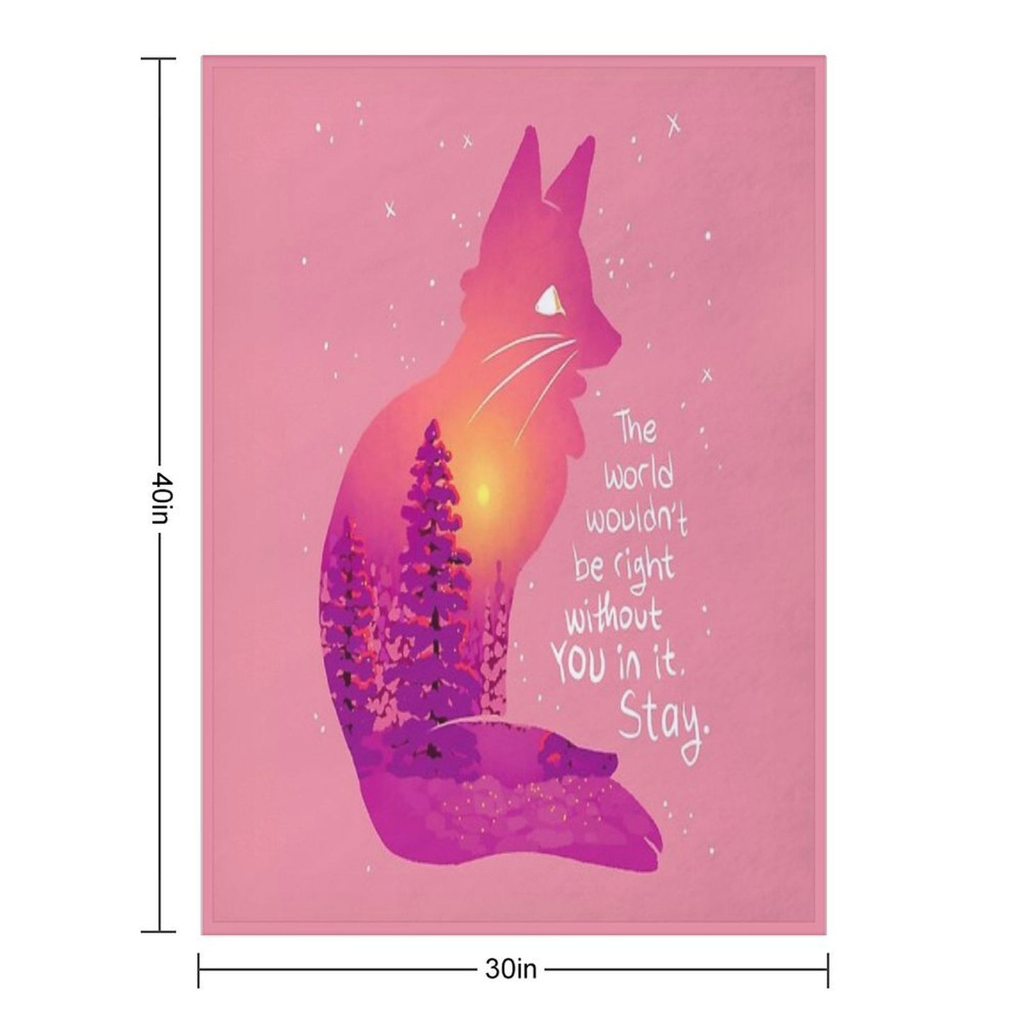 The World Wouldn't Be Right Without You Snowy Sunset Fox Gift-ready Throw Blanket