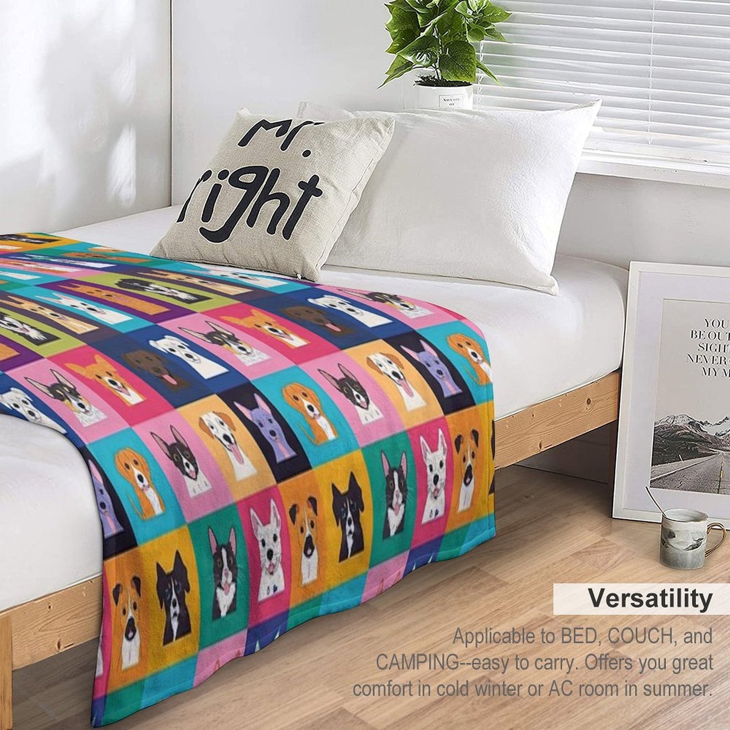 Bright And Happy Animal Heads for Decoration Versatility Throw Blanket