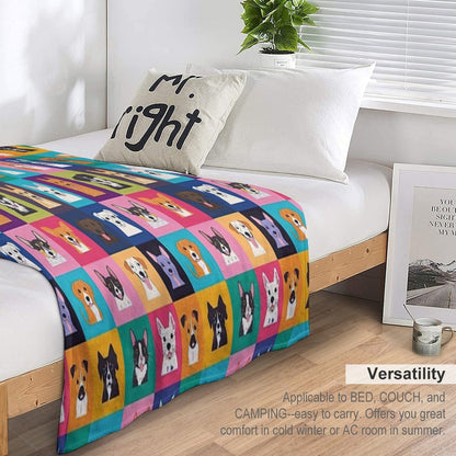 Bright And Happy Animal Heads for Decoration Versatility Throw Blanket