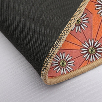 Geometric Daisies in Orange And Red  High-Traffic Bath Mat