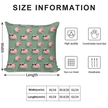 Pigs on Green Soft Hidden Zipper Throw Pillow
