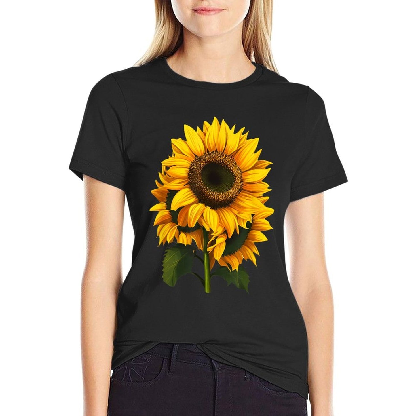 Yellow Sunflower Floral Watercolor Positivity  Eco-friendly Material T-Shirt