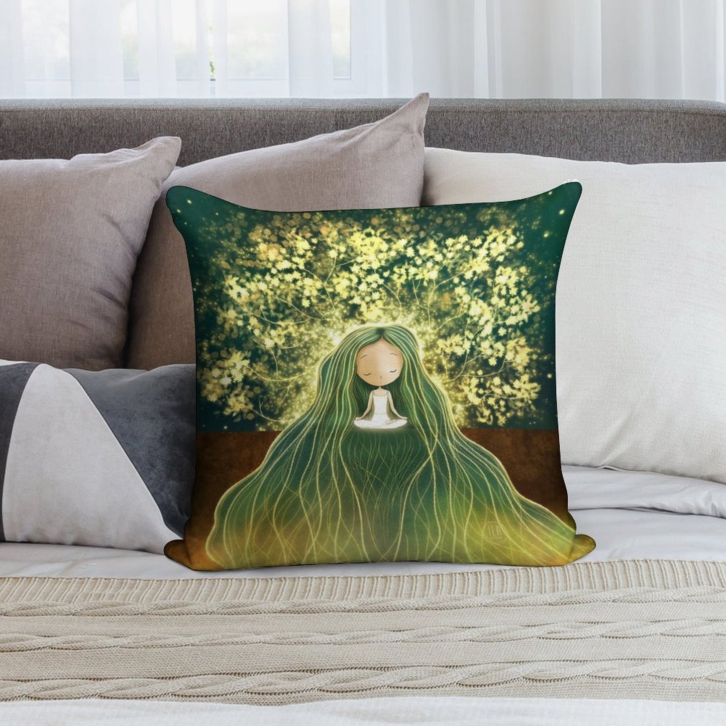 Magical Calm Grounding Yoga And Meditation Art Soft Hidden Zipper Throw Pillow