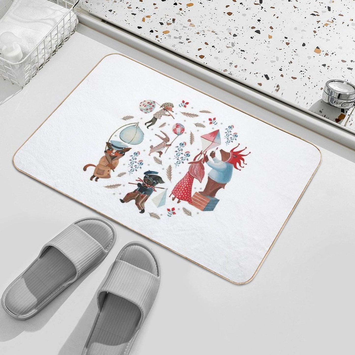 Lantern Parade - Snow  Stain-Proof Bath Mat
