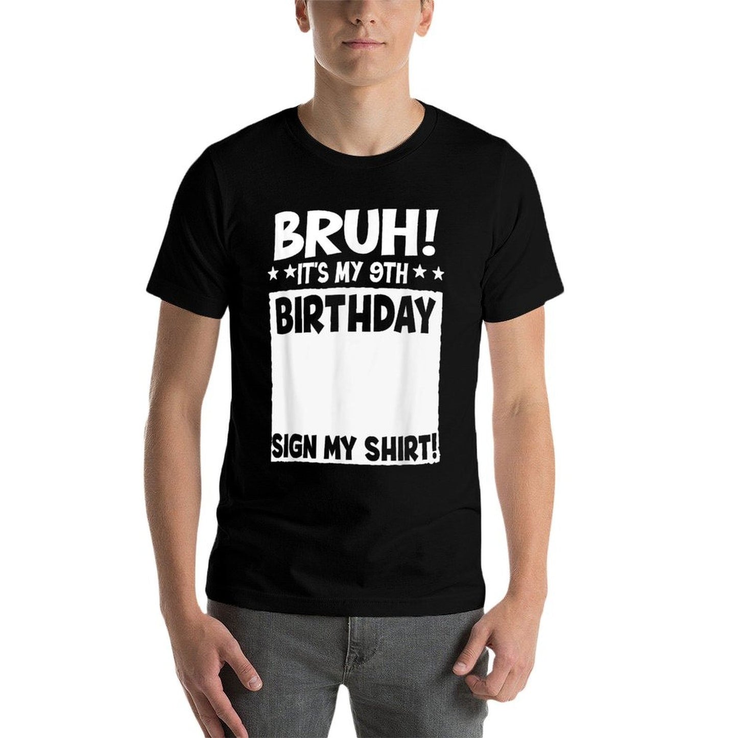 Bruh It's My 9th Birthday Sign My 9 Years Old Party  Lightweight T-Shirt