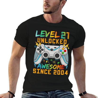 Level 21 Unlocked 21st Birthday Video Game Player Since 2004  Quick-drying T-Shirt