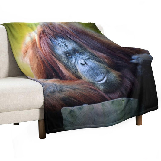 Orangutan Wrinkle-free Throw Blanket