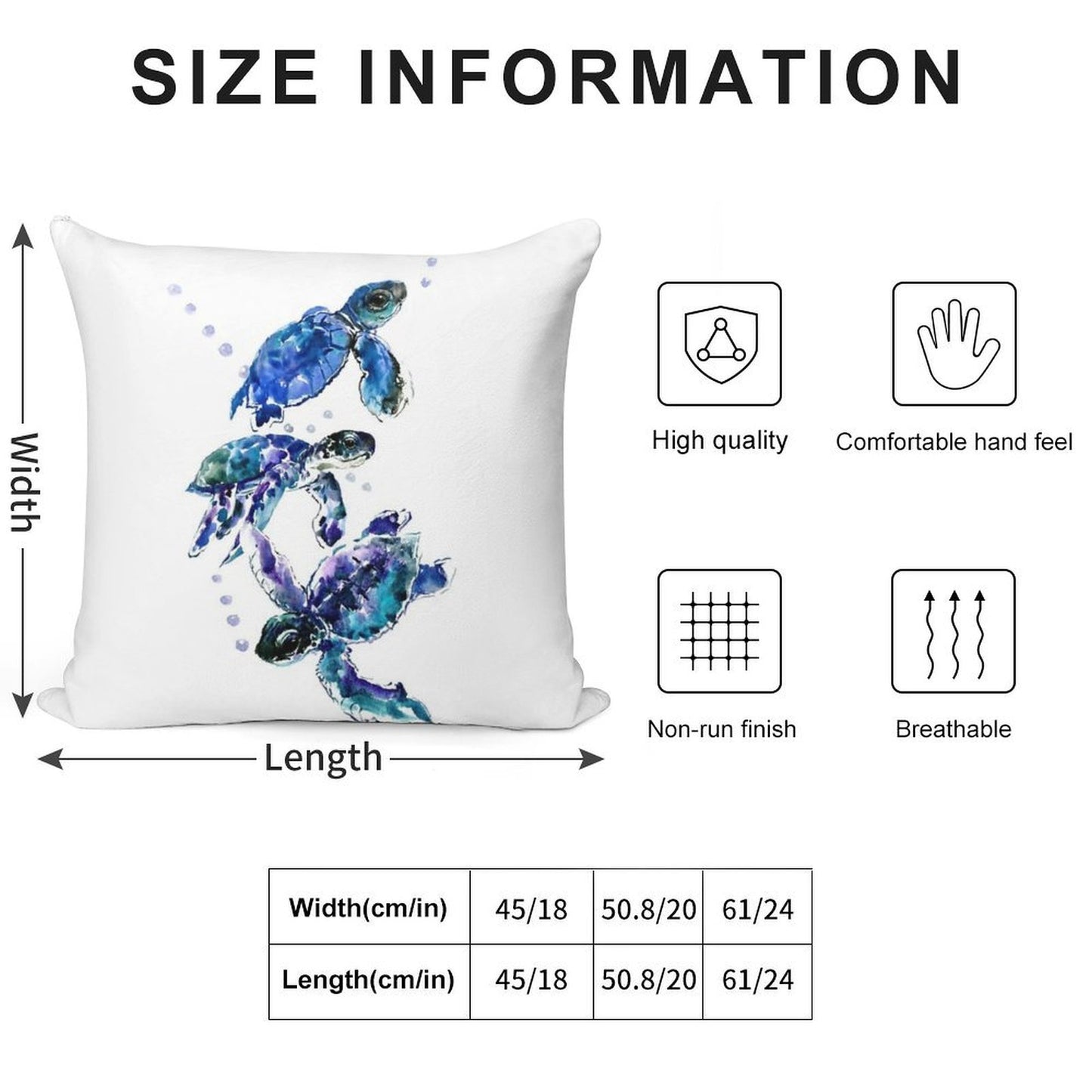 Three Sea Turtles Soft Warmth Comfort Throw Pillow
