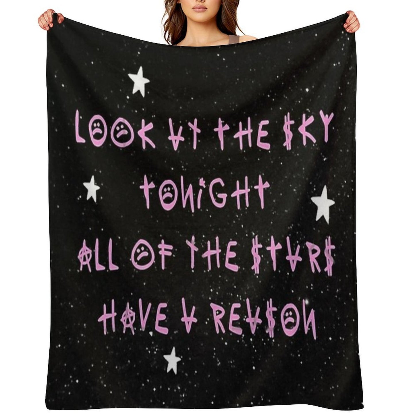 Look At The Sky Stars Have A Reason - Lil Peep Quotes Wrinkle-free Throw Blanket