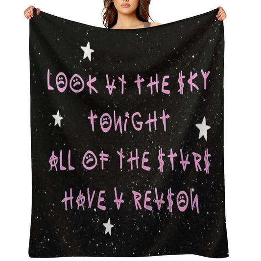 Look At The Sky Stars Have A Reason - Lil Peep Quotes Wrinkle-free Throw Blanket
